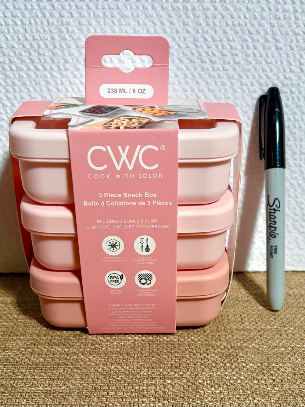 CWC Cook With Color 3-Piece Pink Snack Box Set - Picture 6 of 7